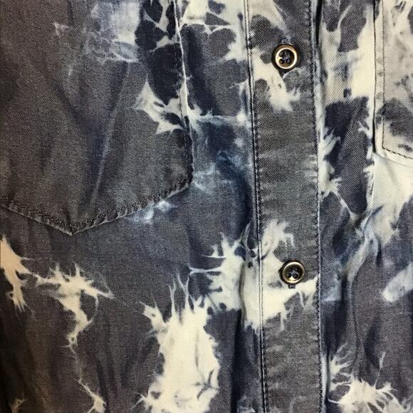 Spense Women Tie Dye denim Dress Sz. Sm button front Ruffle bottom NWT - Picture 8 of 10